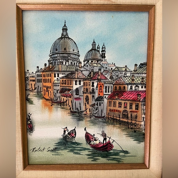 ORIGINAL Robert Scott Grand Canal Venice Italy Painting 15x16.5” Framed Vintage - Picture 2 of 10